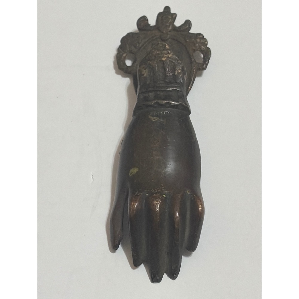 Antique Carrera Bronze Hand Of Fatima Door Knocker Victorian Lady's Hand Spanish